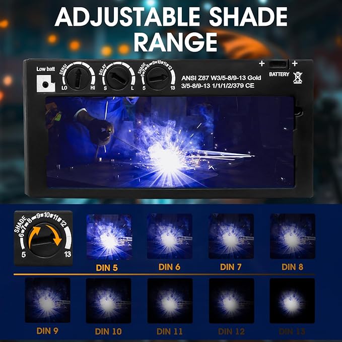 2x4 Auto Darkening Welding Lens, Gold Welding Filter Adjustable Shade 5-13, HD True Color Technology for Pancake and Pipeliner Welding Hoods, Fits Standard Welding Helmets (Thickness 5/16 Inch)