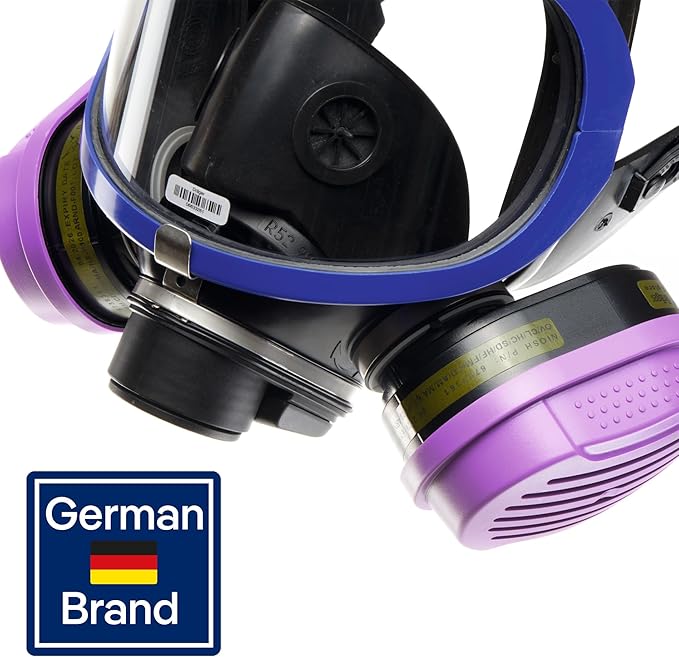 Dräger X-plore 5500 Full-Face Respirator Mask + 2x Combination Cartridge OV/AG/HF/FM/CD/AM/MA/HS/P100 | One size fits most | NIOSH Certified Eye and Respiratory Protection, Anti-Fog, 180° View