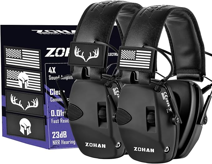 ZOHAN Electronic Shooting Earmuffs, Hearing Protection Shooters, NRR 23dB Noise Reduction Gun Range Ear Protection Headphones