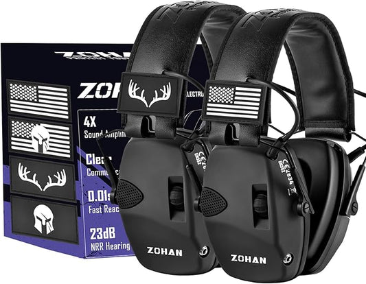 ZOHAN Electronic Shooting Earmuffs, Hearing Protection Shooters, NRR 23dB Noise Reduction Gun Range Ear Protection Headphones