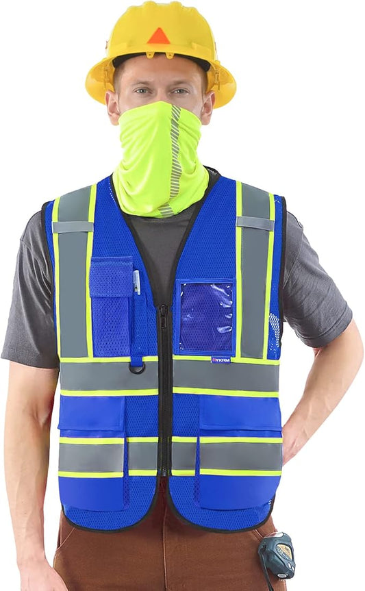 AYKRM 11 color High Vis Reflective Safety Vest for Women Men Security Pocket Zipper