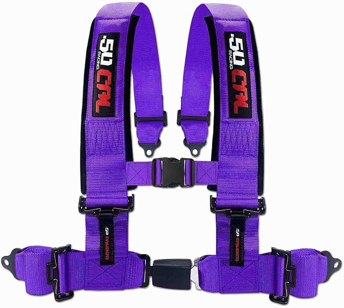 Purple 4 Point Harness for Bucket Seat, Push Button Release, 10 Colors Options, Racing Harness, Race Car, Off Road Vehicle, UTV, RZR (1 Unit) [6046]