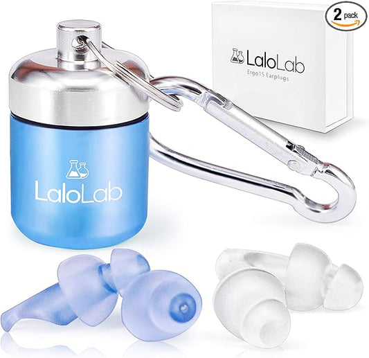 Ear Plugs for Sleeping with Case by LaloLab - 2 Types of Reusable Earplugs Sound Blocking - Ideal for Sleep & Snoring, Travel, Swimming, Concert, Work - The Kit Comes with Elegant Gift Box (Medium)