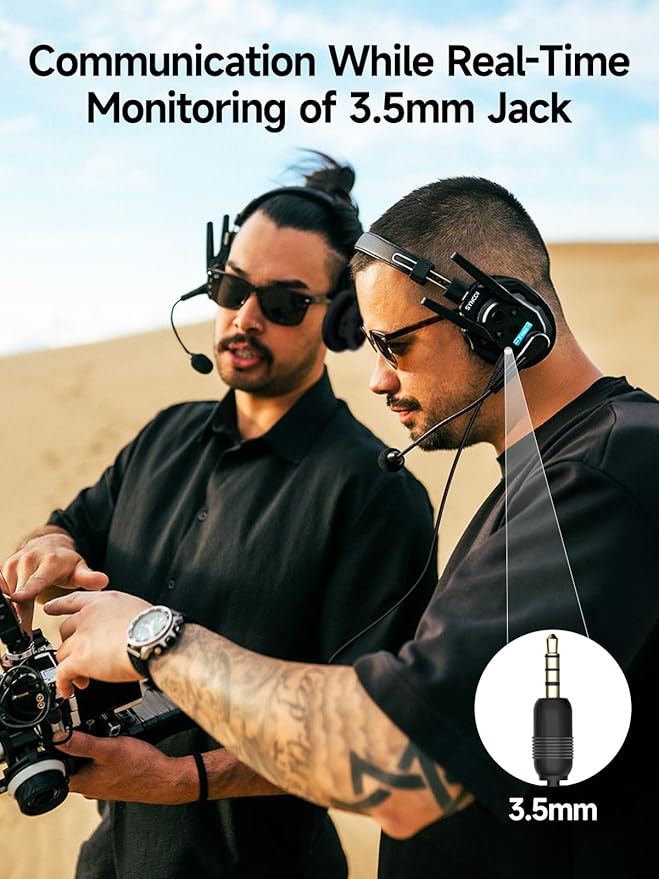 SYNCO XTALK XMAX9 Wireless Intercom Headset System, Dual Ear Communication Headsets with Noise Reduction 500m/1640ft for 9 Person Event TV Production Live, Xtalk-Xmax-Wireless-Headset-Intercom
