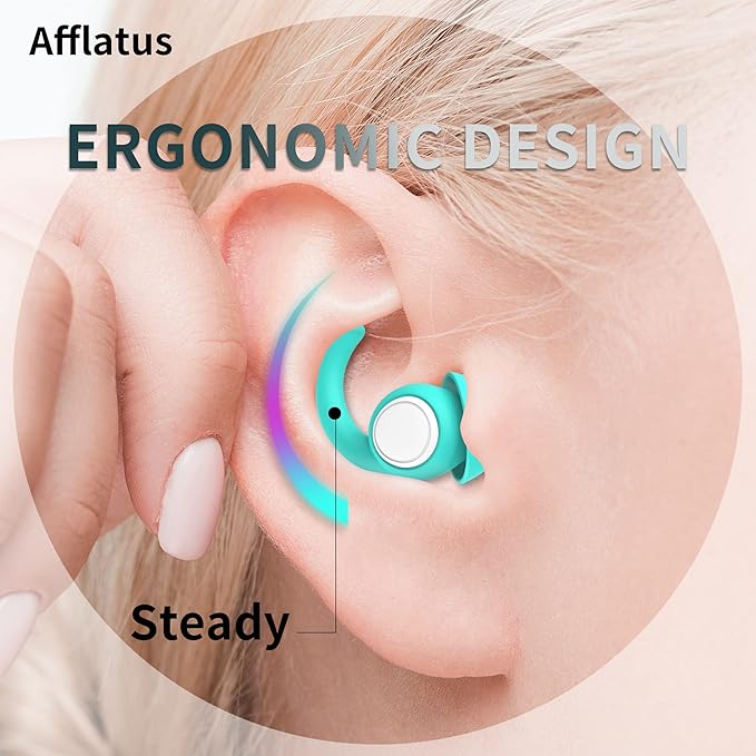 Afflatus Ear Plugs for Sleeping Noise Cancelling, 2 Pairs (S+L) Comfortable Reusable Noise Reduction Ear Plugs, Earplugs for Sleep, Snoring (Pure Black)