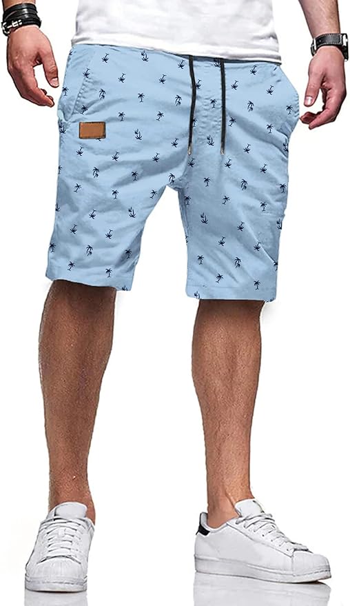 JMIERR Mens Casual Shorts - Cotton Drawstring Summer Beach Stretch Twill Chino Golf Shorts