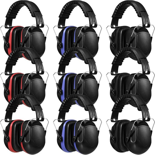 Xuhal 9 Pcs Ear Protection Earmuffs, Adjustable NRR 28dB Noise Reduction Headphone for Shooting Mowing Noise Cancelling