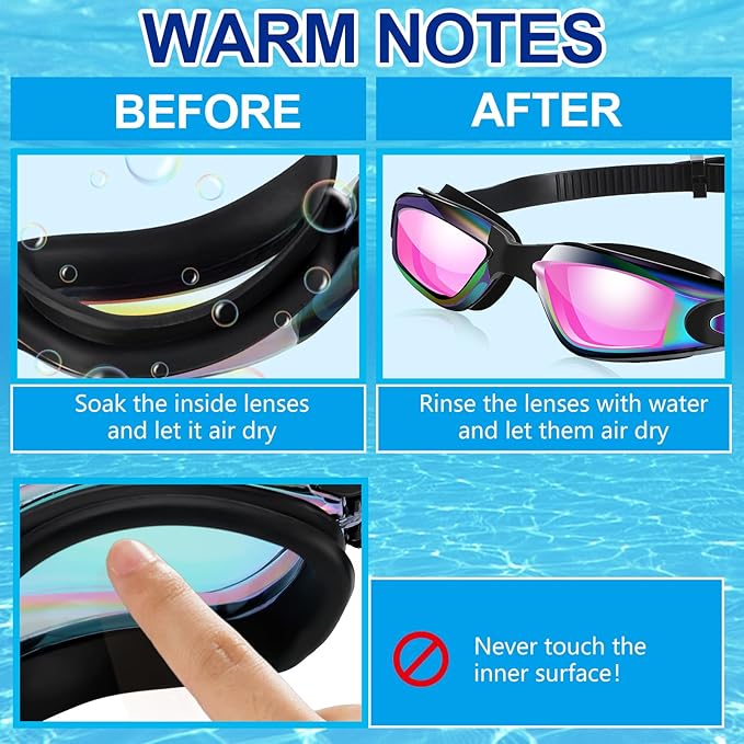 Flutesan 12 Pack Swim Goggles for Adult Kids Anti Fog Swimming Glasses with 12 Ear Plugs Nose Clip No Leaking Full Protection