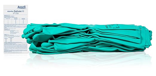 Alphatec Solvex 37-155 Nitrile Industrial Unflocked Chemical-Resistant Gloves for Food, Mechanics, Utilities - Med, Green (12 Pairs)