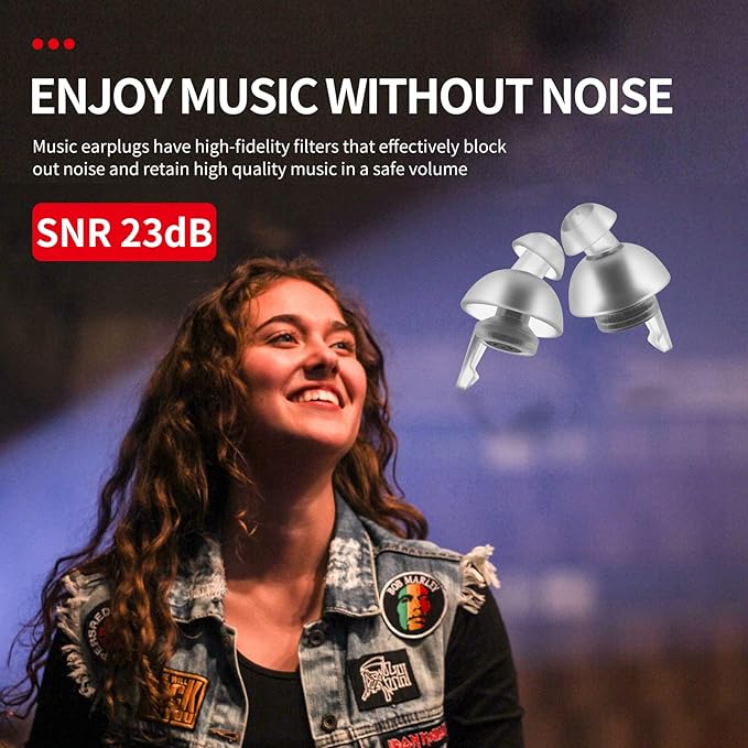 LYSIAN High Fidelity Ear Plugs for Concerts - Reusable Noise Cancelling Concert Earplugs for Musicians, Motorcycle, Music Festival, Games, DJ, Drumline-2 Pairs Valued Pack