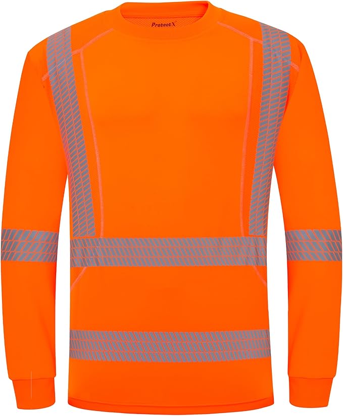 ProtectX High Visibility Long Sleeve Shirts Reflective Hi Vis Safety Shirt for Men Women Class 2-3 Construction Shirt 1 Pack