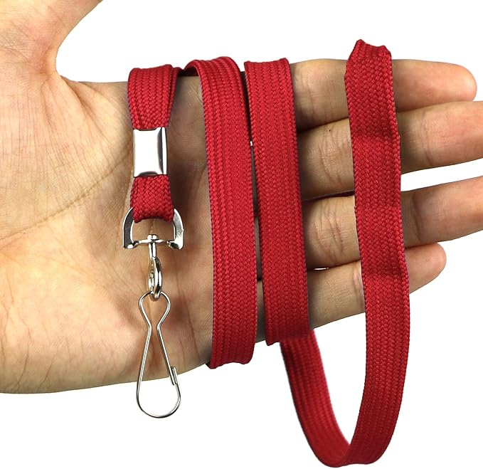 Beebel Lanyards 100 Pack Red Lanyards with Swivel Hook Clips for ID Name Badge Holder