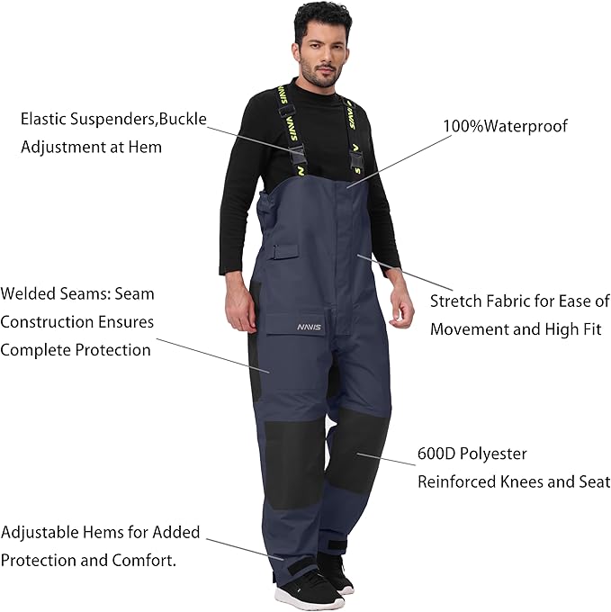 Men’s Waterproof Sailing Jacket & Bib Set – Coastal Breathable Hard Shell, Hi-Vis Hood, Cordura Reinforced