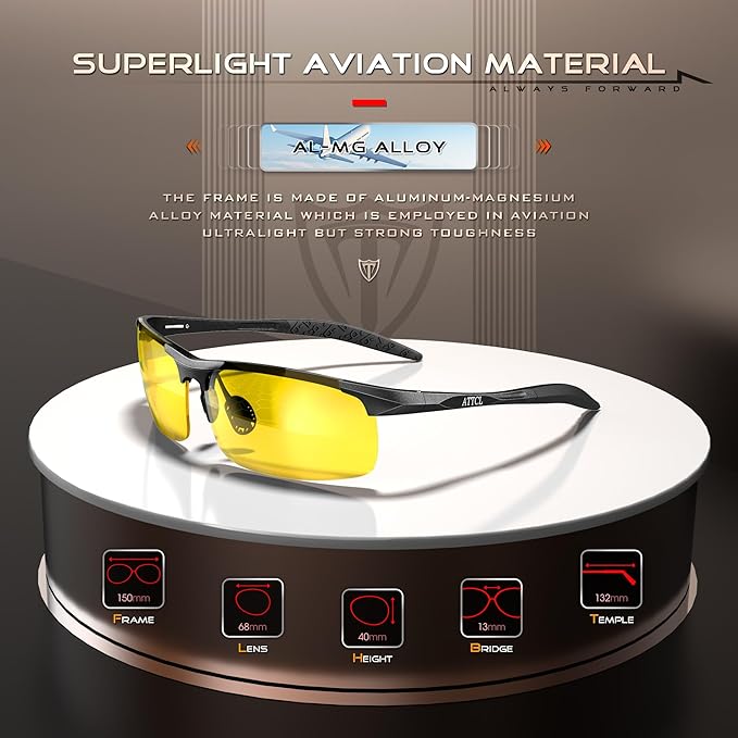 ATTCL Men's Fashion Driving Polarized Sunglasses for Men - Al-Mg metal Ultralight Frame