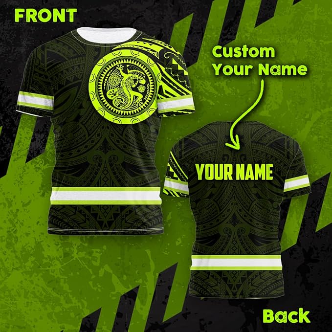 Matedecor Skull High Visibility Shirt Men Reflective Safety Shirts US Flag Custom Name Workwear, Runners, Walkers, Patriotic