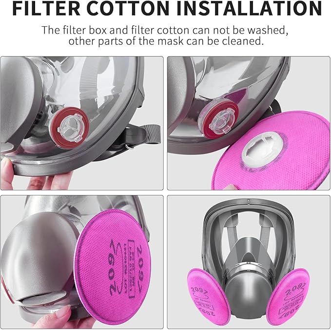 6800 Full Face Gas Mask - Anti-fog, Dust-proof Respirator Nuclear with 2097 & 6001CN Filters Protection for Painting, Mechanical Polishing, Welding and Other Work Protection