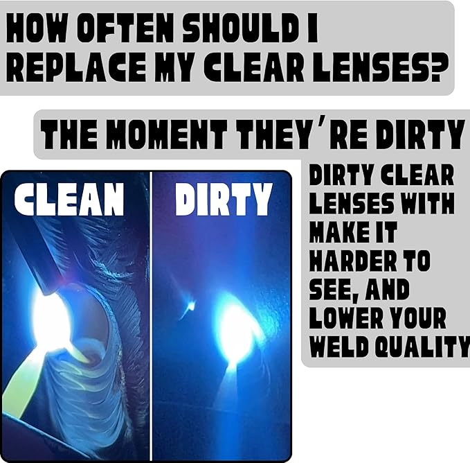 100 Pack of 2x4.25 Clear Welding Lenses, Replacement Clear Welding Lens 2x4 1/4, Welding Hood Clear Lenses, Top Protection For Welding Lens And Eyes, Lightweight, 0.04" Thick