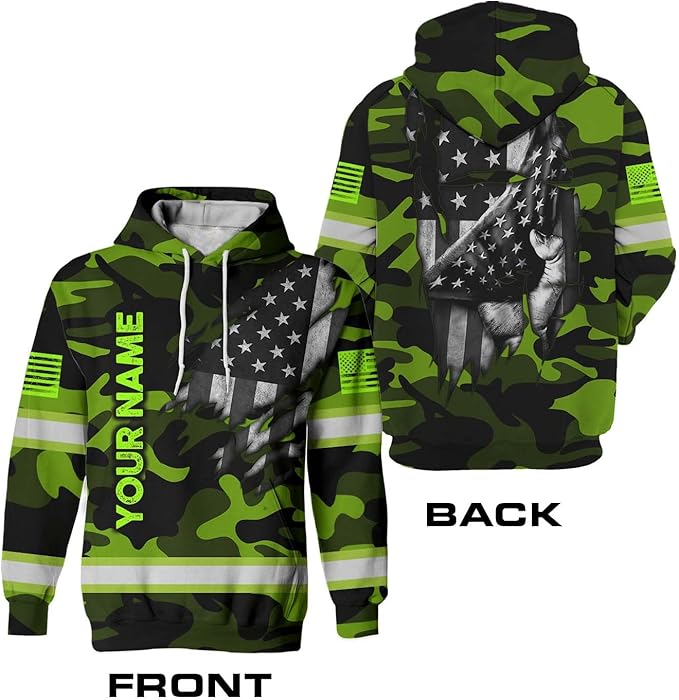 Maddly High Visibility US Flag Collection Safety Workwear Custom Name for Workers, Runners, Truckers, Patriotic