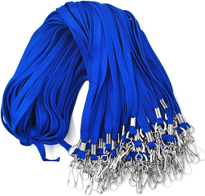 Beebel Lanyards 100 Pack Blue Lanyards with Swivel Hook Clips for ID Name Badge Holder