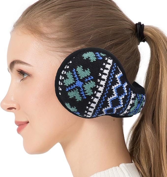 Venswell Knit Ear Muffs for Winter Women Men Soft Earmuffs Cold Weather Fleece Ear Warmers Cover Foldable & Adjustable