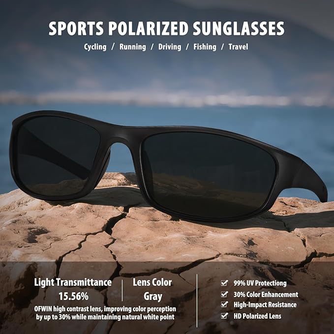 Sports Polarized Sunglasses for Men Women Wrap Around Sun Glasses Fishing Cycling Driving Running UV Protection