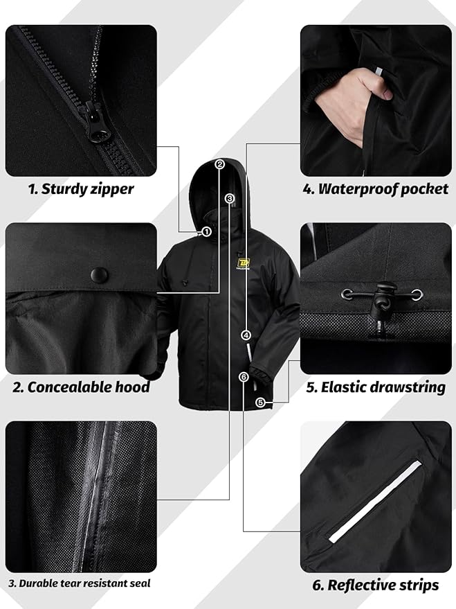 Rain Suit, Waterproof Rain Suits for Men, 2 Pieces Breathable & Windproof Rainwear