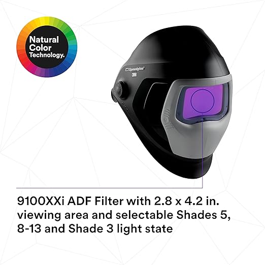 3M Speedglas Welding Helmet 9100, 06-0100-30iSW, with Auto-Darkening Filter 9100XXi 3 Arc Sensors for MMAW TIG MIG Tack Plasma Arc Welding and Grinding Mask, 1 Each