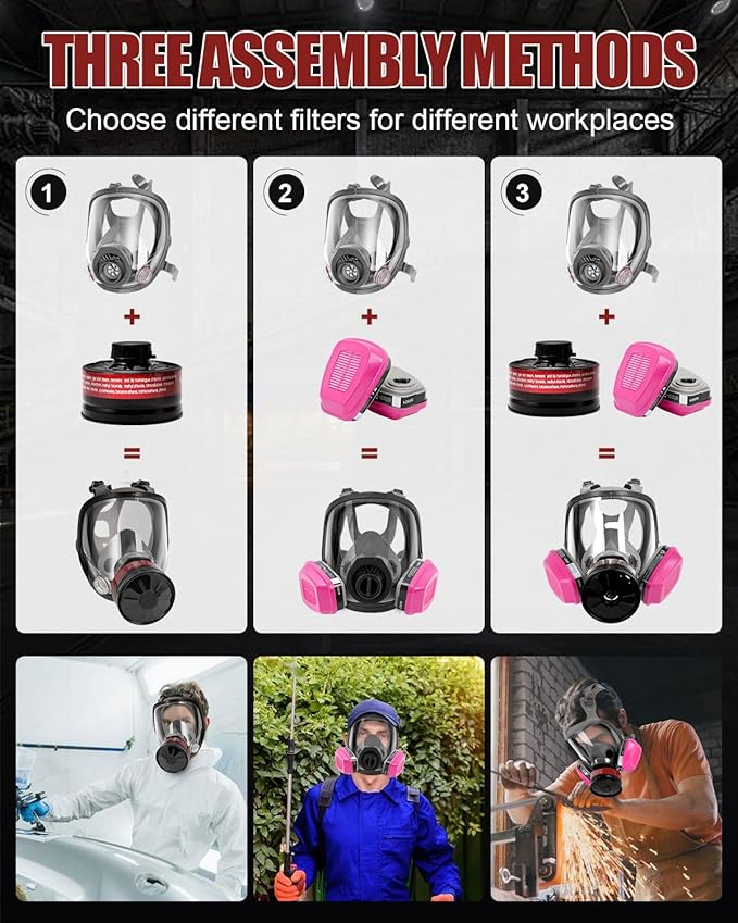 Gas Masks Survival Nuclear and Chemical, Full Face Gas Mask with 40mm Activated Carbon Filter & 60921 Filter, 6800 Respirator Mask for Gases, Vapors, Dust, Chemicals