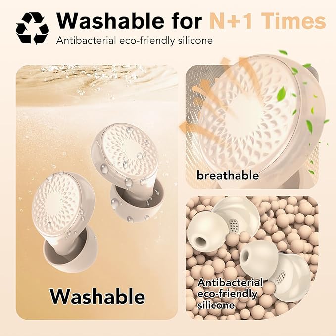 Ear Plugs for Sleeping Noise Cancelling, 45dB for Noise Reduction, Noise-Reducing Earplugs for Sleeping, Concerts, Shooting, Travel, Work, Silicone Hearing Protection Earplugs with Case, Beige