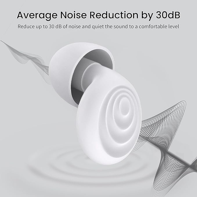 Ear Plugs for Sleeping Noise Reduction, Reuseable High Fidelity Earplugs, Concerts, Focus, Travel, Work, High Fidelity – 8 Eartips – Flexible Soft-Touch White