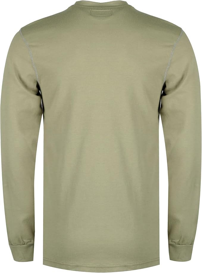 BOCOMAL FR Shirts for Men 5.5oz Lightweight Long Sleeve Work Henley Fire Resistant Shirt CAT2