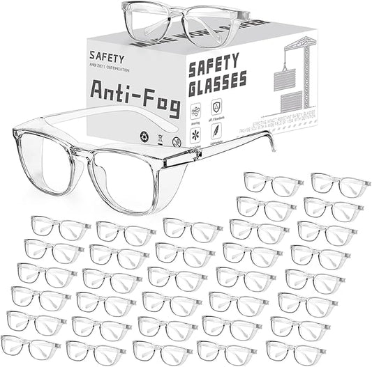 RTBOFY Ansi Z87.1 Clear Safety Glasses With Side Shields Anti Fog Scratch Resistant Stylish Eye Protection For Men