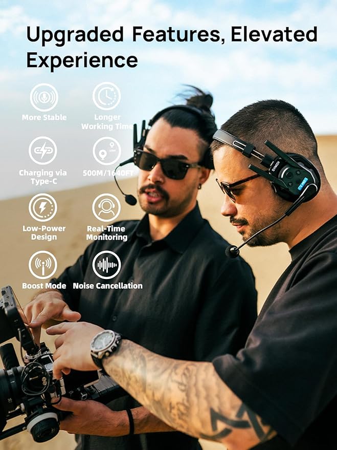 SYNCO XTALK XPRO13 Wireless Communication Headset System, Full Duplex 2.4GHz Wireless with 24H Battery Life 500m/1640ft Noise Reduction for 13 Person, Xtalk-XPRO-intercom-Communication-Headset