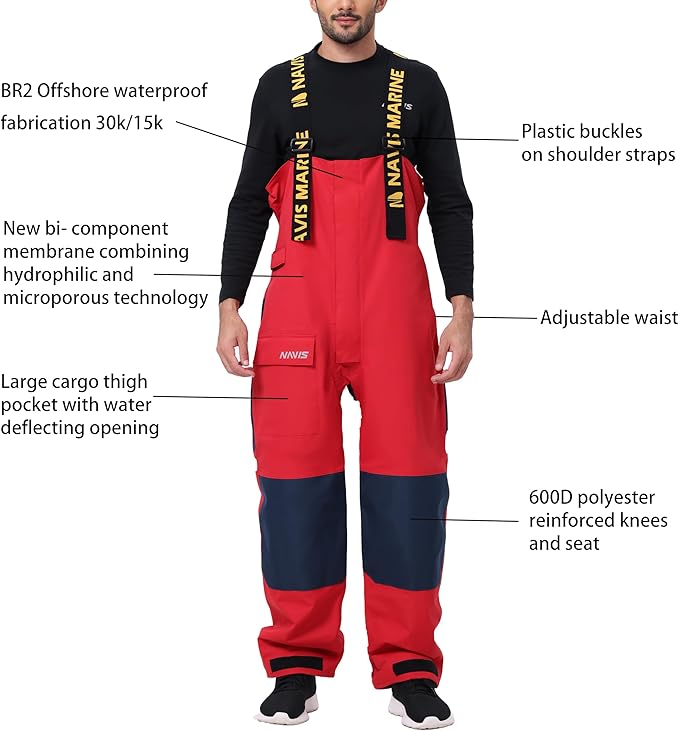 Men’s Waterproof Sailing Jacket & Bib Set – Coastal Breathable Hard Shell, Hi-Vis Hood, Cordura Reinforced