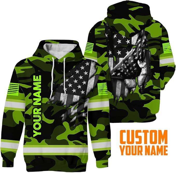 Maddly High Visibility US Flag Collection Safety Workwear Custom Name for Workers, Runners, Truckers, Patriotic