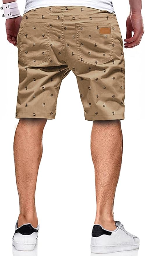 JMIERR Mens Casual Shorts - Cotton Drawstring Summer Beach Stretch Twill Chino Golf Shorts