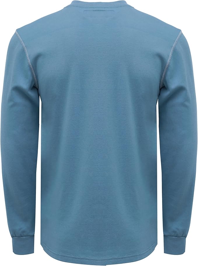 BOCOMAL FR Shirts for Men 5.5oz Lightweight Long Sleeve Work Henley Fire Resistant Shirt CAT2
