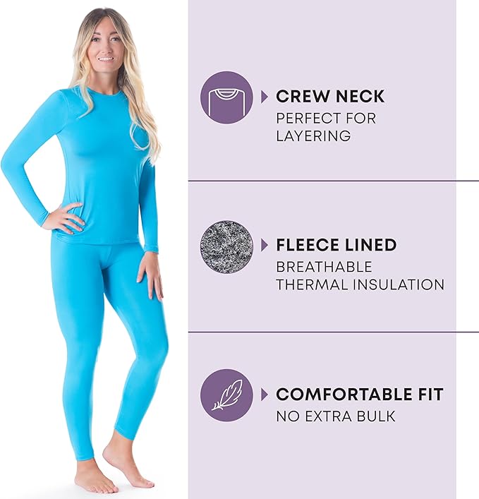 Rocky Thermal Underwear for Women, Long Johns Fleece Lined Set, Shirt & Pants, Base Layer w/Leggings/Bottoms Ski/Extreme Cold