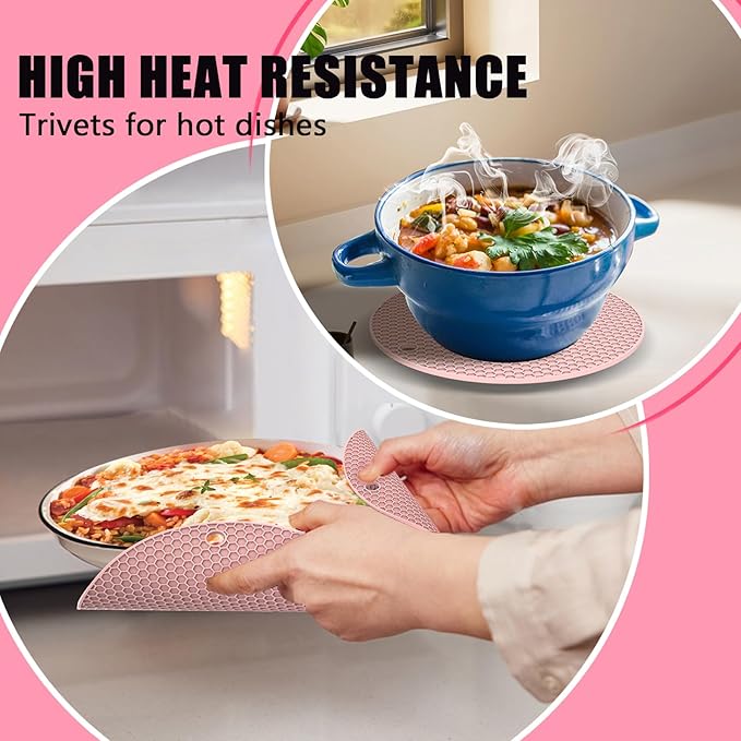 Oven Mitts with Heat-Resistant Hot Pads and Five Silicone Spatulas Designed for Kitchen Baking Cooking, Oven Glove Soft Cotton Lining, Waterproof, BPA-Free (Pink, 15.7)