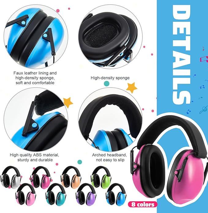 Amylove 8 Pcs Kids Ear Protection Noise Cancelling Headphones Noise Reduction Ear Muffs 27dB Hearing Protection (8 Colors)
