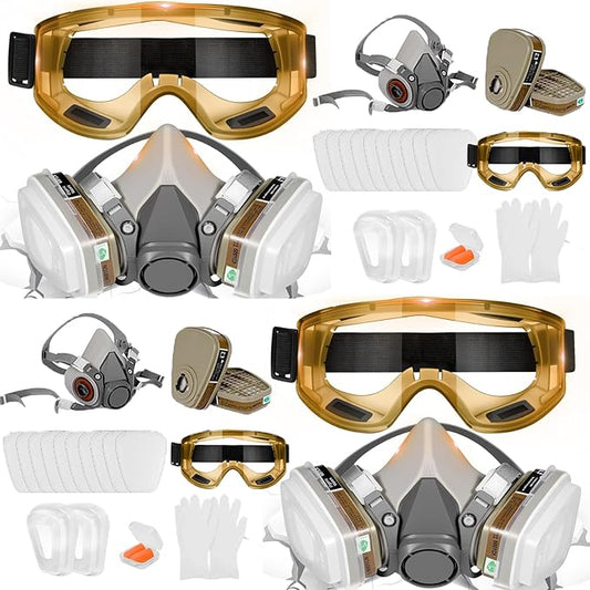 Respirator Mask with Filters - Reusable Gas Mask Against Organic Vapor Formaldehyde for Chemicals Spray Paint