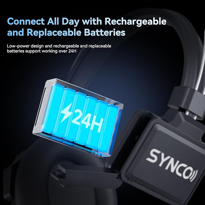 SYNCO XTalk XPro Wireless Intercom Headset with Antenna Enhanced Signal Reception 2.4GHz Full Duplex Random Master Device Design for Team Communication Headset (Xpro2 Two Users)
