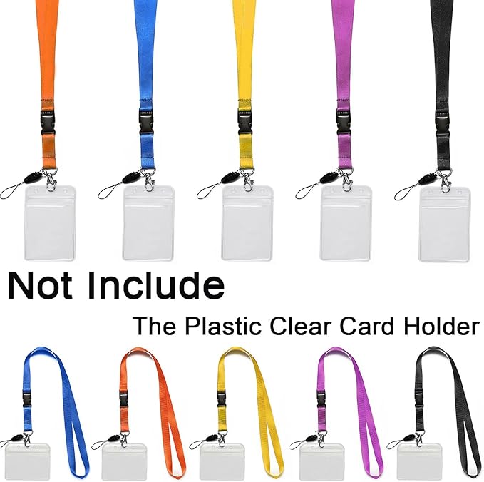 YOUOWO 5 Pack Nylon Office Neck Lanyards Detachable Buckle Enhanced Model Hook Breakaway Strap Lanyard for ID Badge,Key,Women,Men,Phones,USB,Whistles,Black,Blue,Yellow,Orange,Purple