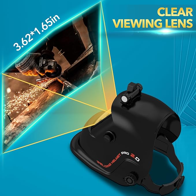 Welding Helmet with Light True Color Auto Darkening Welding Helmets for Men Solar Powered Welding Hood with 2 Arc Sensor Wide Shade 4/9-13 for TIG MIG ARC Cool Welder Mask (TRQ-HS01)