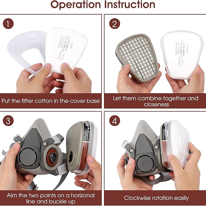 Respirator Mask - Half Face Gas Mask - Respirator Mask with Filters And goggles for Chemicals - Epoxy Resin Spray Paint Mask for Painting Dust Solder Construction Work Sanding Woodworking