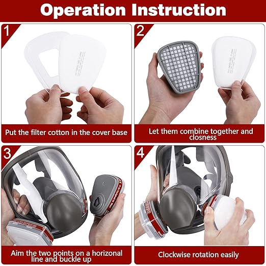 2 Sets Full Face Reusable Respirаtor Mask - Organic Gas Chemical Respirator w/Extra Filters for Paint Sprayer, Woodworking, Painting, Machine Polishing, Welding, Epoxy Resin and Other Work Protection
