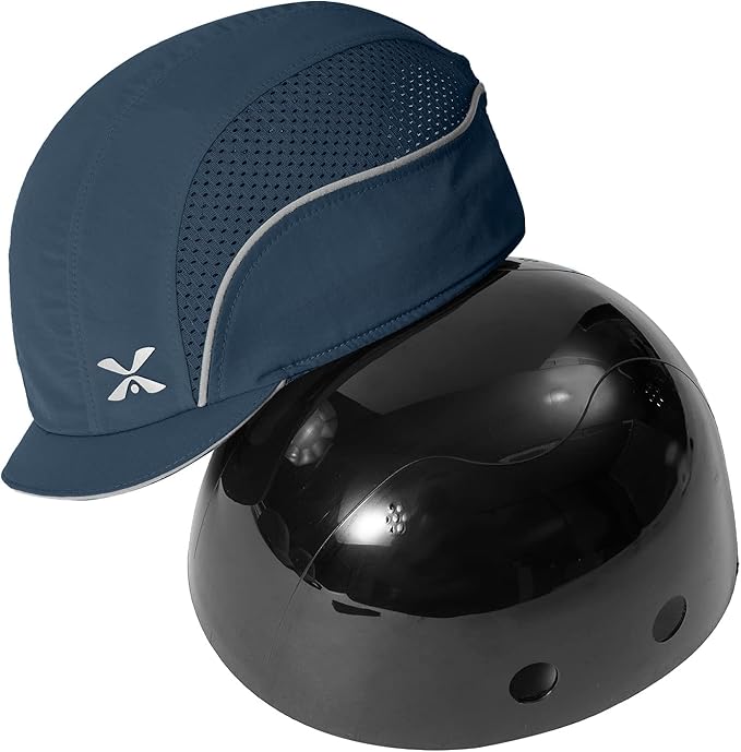 Lightweight Safety Bump Cap - Breathable Baseball Style Protective Hat with Reflective Stripes