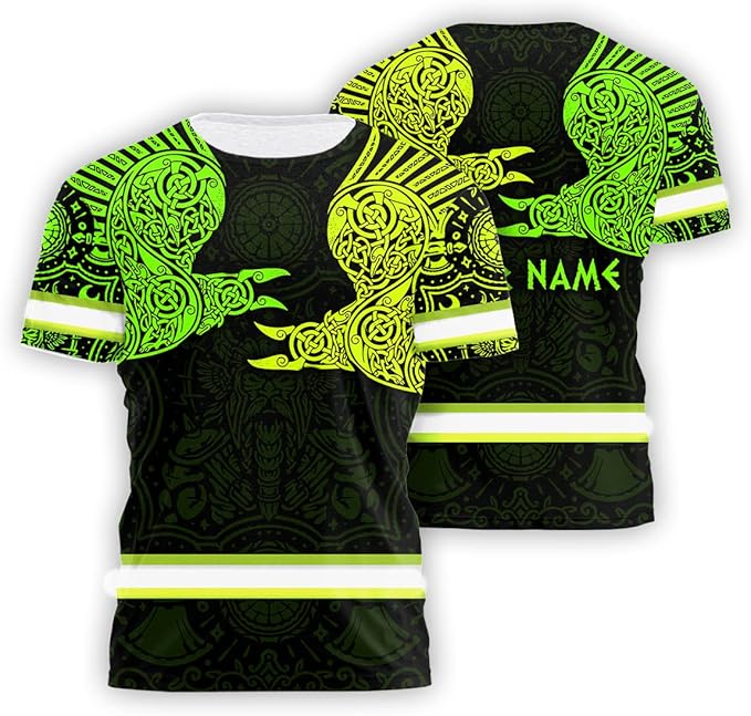 Matedecor Skull High Visibility Shirt Men Reflective Safety Shirts US Flag Custom Name Workwear, Runners, Walkers, Patriotic