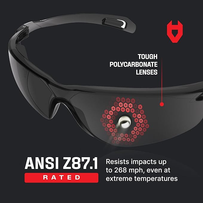 NoCry Safety Sunglasses for Men and Women; Certified ANSI Z87.1 Dark Tinted Safety Glasses with Anti-Fog & Anti-Scratch Lenses and UV Protection; Cycling Glasses, Sports Sunglasses for Men and Women