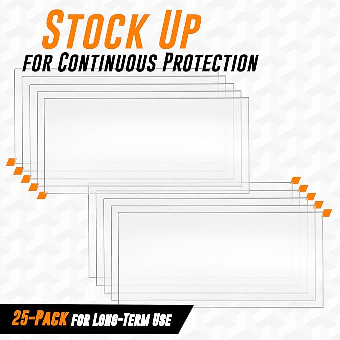 Mutt Tools 25 Pack Clear Welding Lenses 2x4.25 - Premium 0.04" Thick Clear Lens for Welding Hood - 2x4 Welding Lens Clear - Replacement Welding Helmet Lens for Standard Helmets